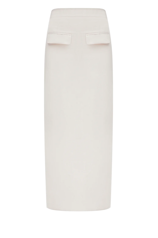 Біла лляна максі-спідниця