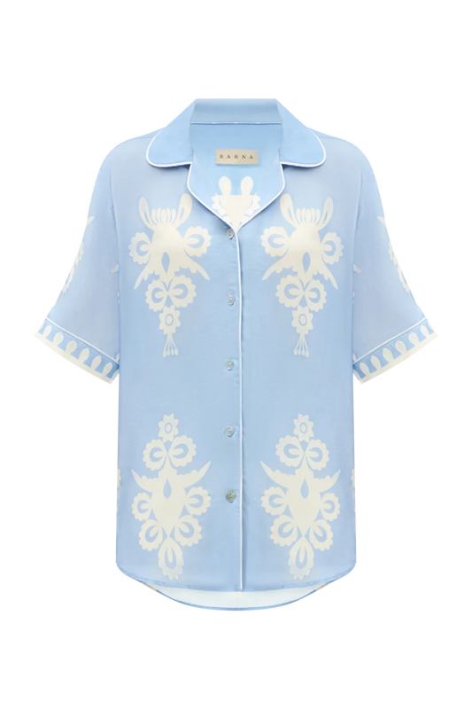 Синя сорочка з принтом