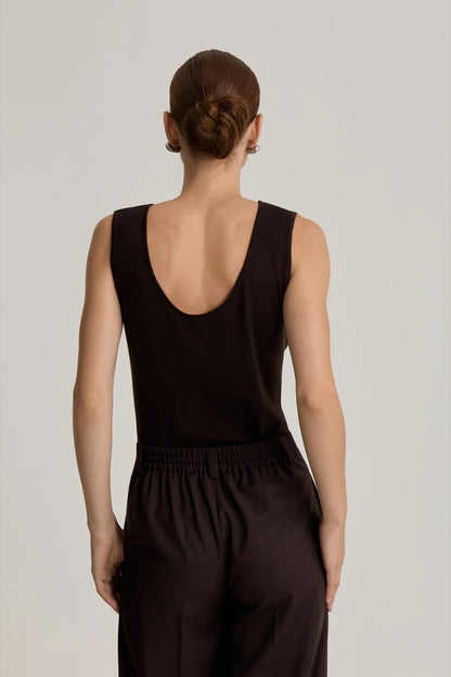 IVA Merino Wool Tank in Dark Brown