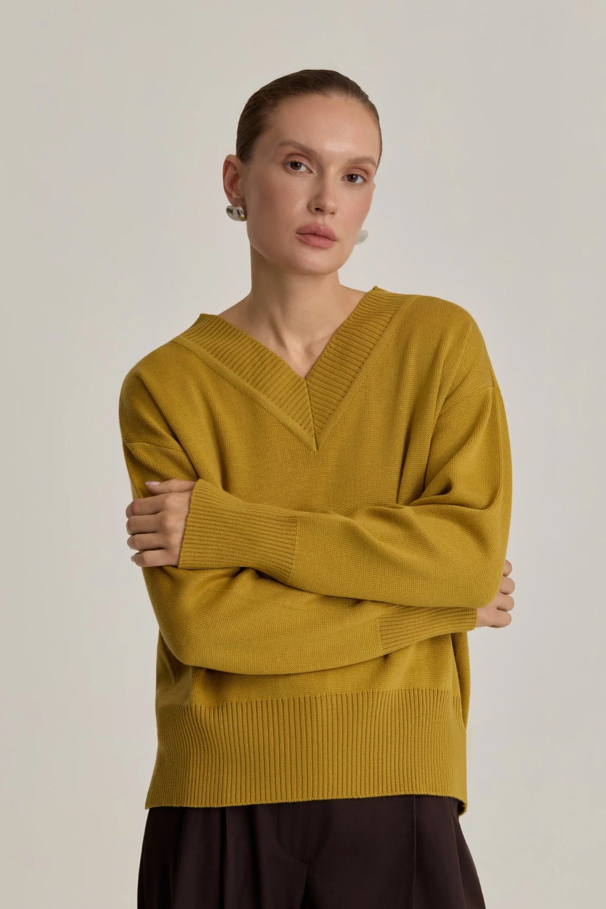 Olive V-Neck Sweater