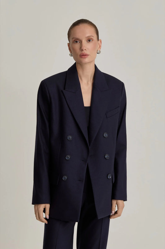 ORYSIA Double-Breasted Jacket in Navy