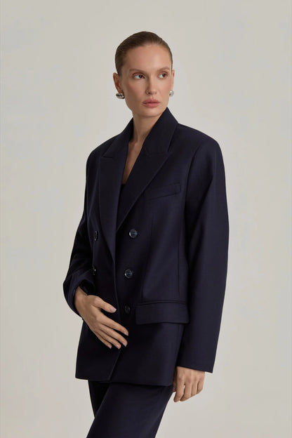ORYSIA Double-Breasted Jacket in Navy