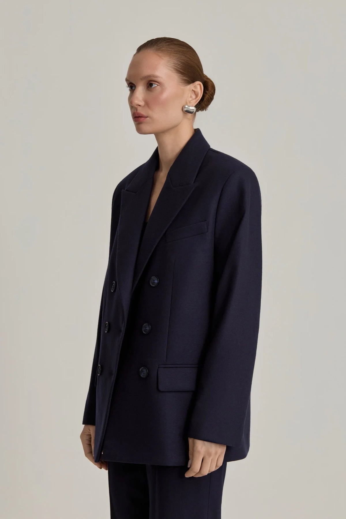 ORYSIA Double-Breasted Jacket in Navy