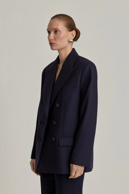ORYSIA Double-Breasted Jacket in Navy