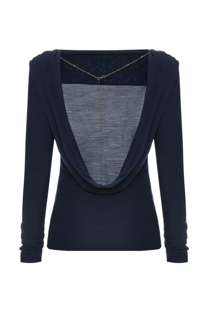 Лонгслів з відкритою спиною і намистом