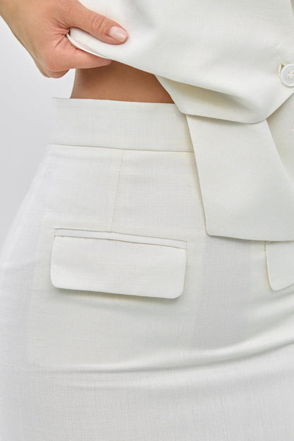 White Linen Mini Skirt Lina