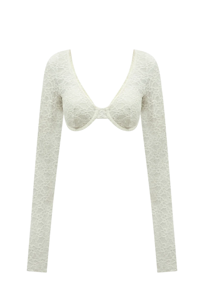 Cropped Long-sleeve White Top