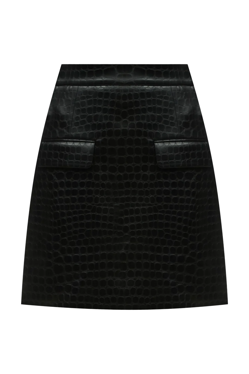 Чорна міні-спідниця з еко-шкіри під рептилію