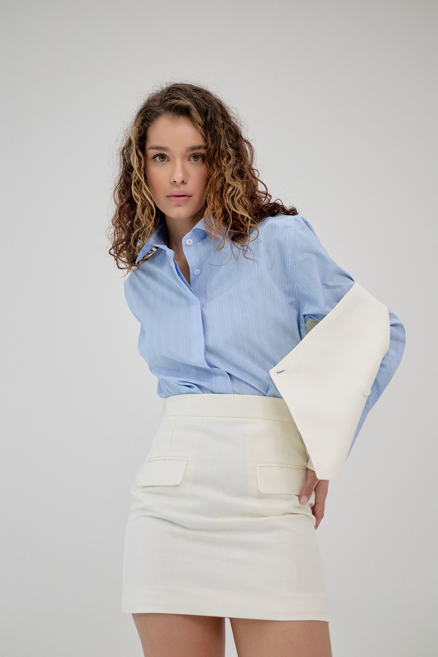 White Linen Mini Skirt Lina