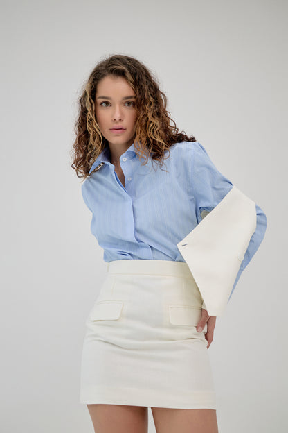 White Linen Mini Skirt Lina