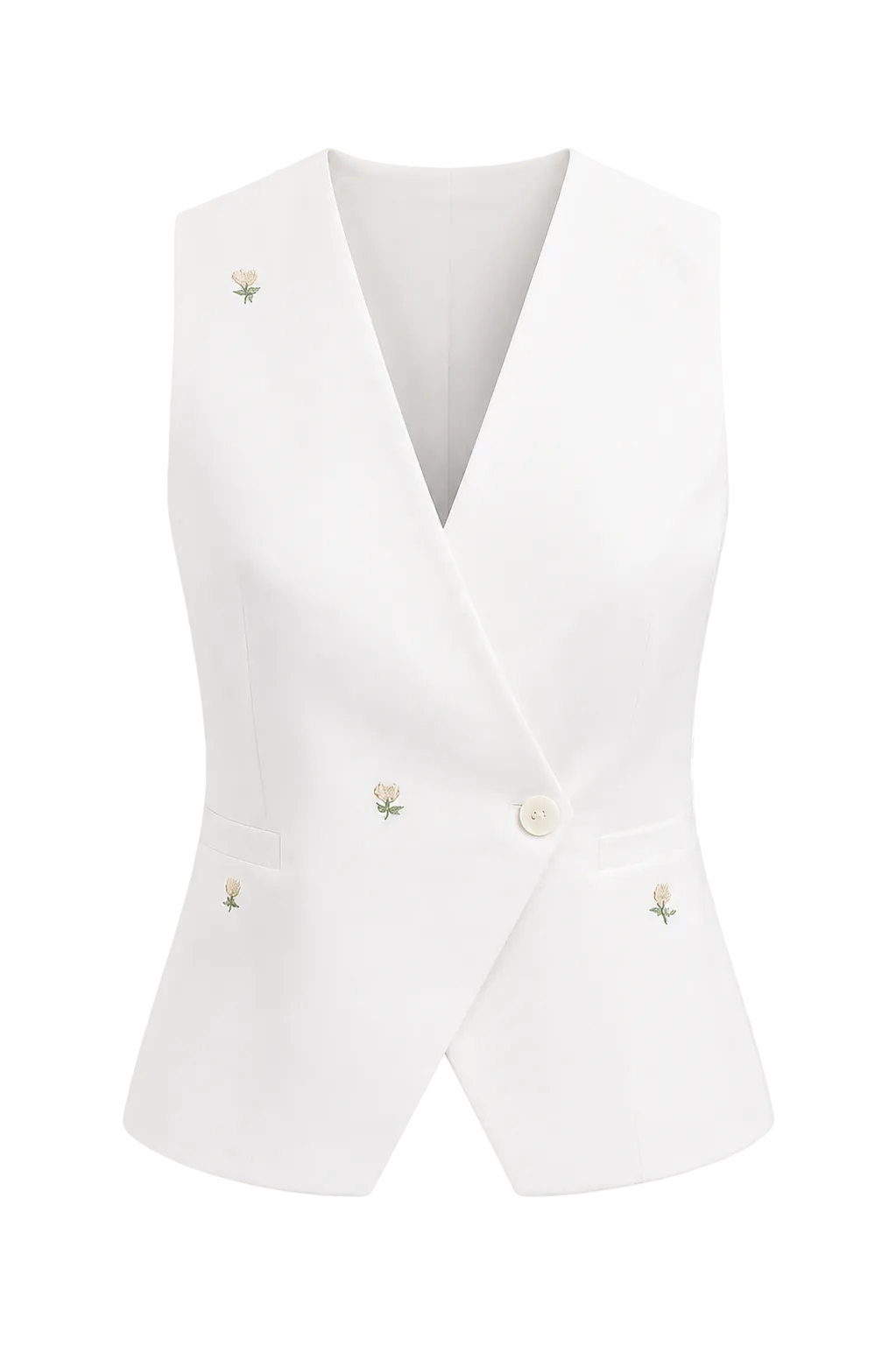 Vest White with Flowers