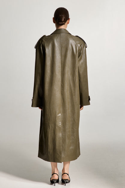 Khaki Eco-leather Coat
