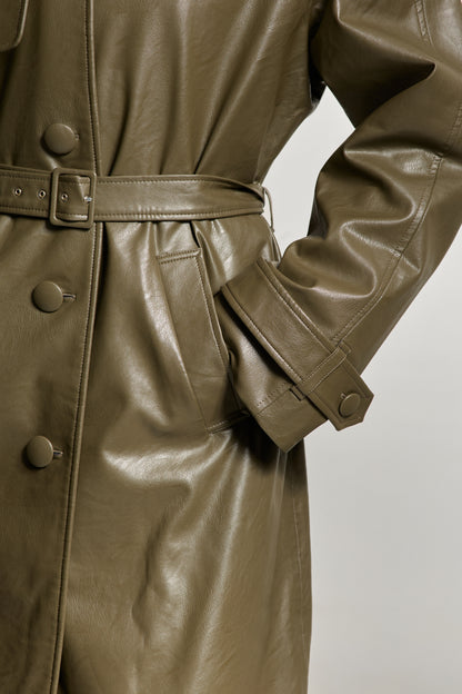 Khaki Eco-leather Coat