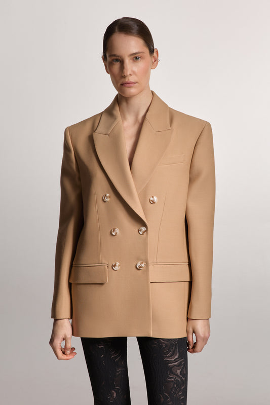 Beige Double-Breasted Jacket