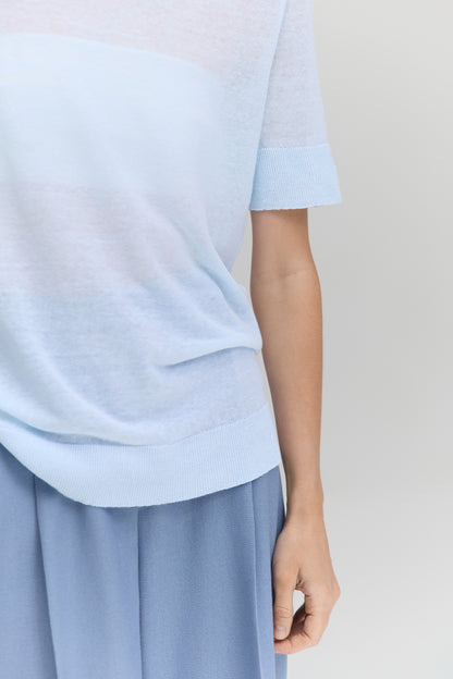 Linen Knit T-Shirt — Sky Blue
