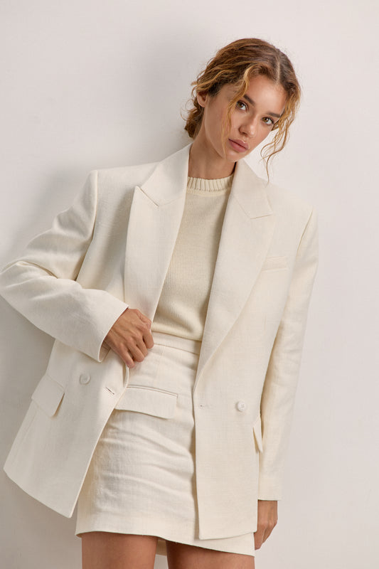 White Linen Mini Skirt