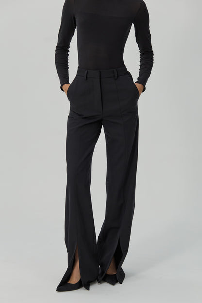 Black pants with slits