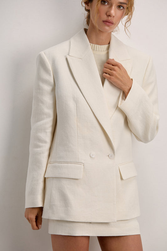Білий лляний жакет Ліна