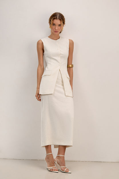 White Linen Maxi Skirt