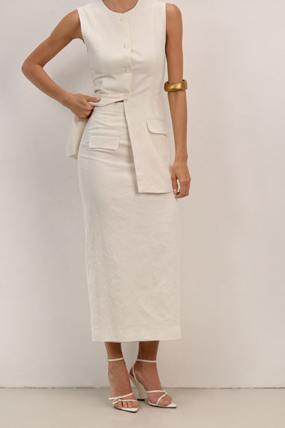 White Linen Maxi Skirt