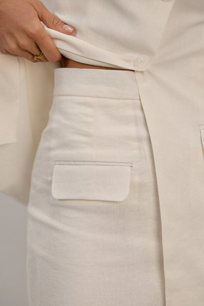 White Linen Maxi Skirt
