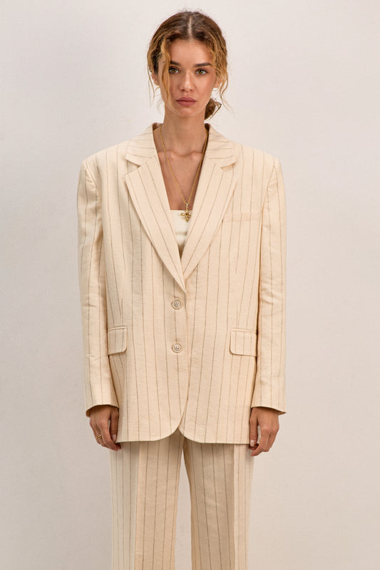 Milk Linen Jacket with stripes