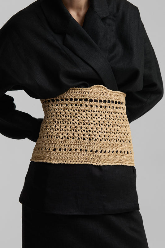 Пояс-корсет «Рафія» ручної роботи бежевий