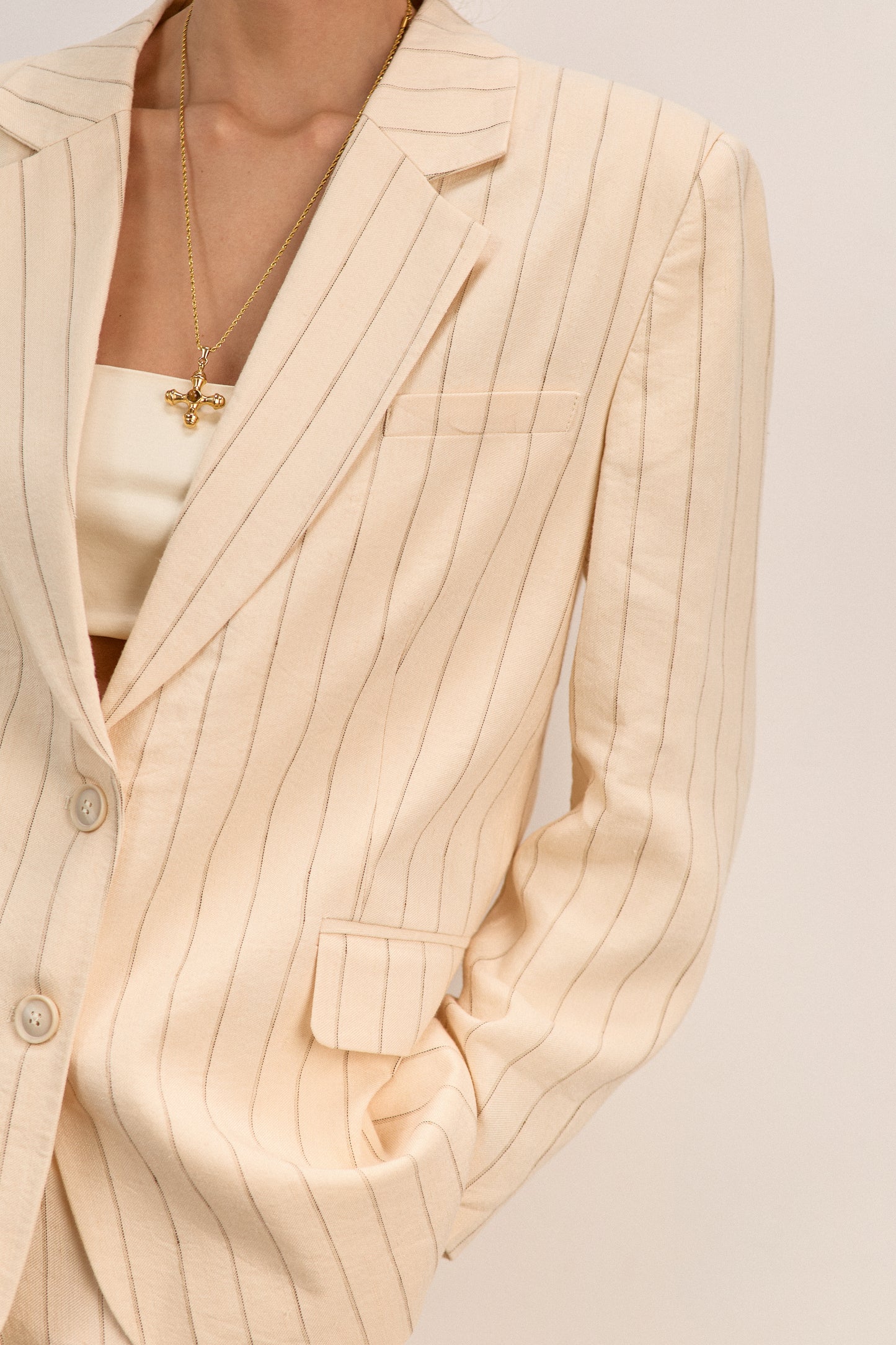 Milk Linen Jacket with stripes