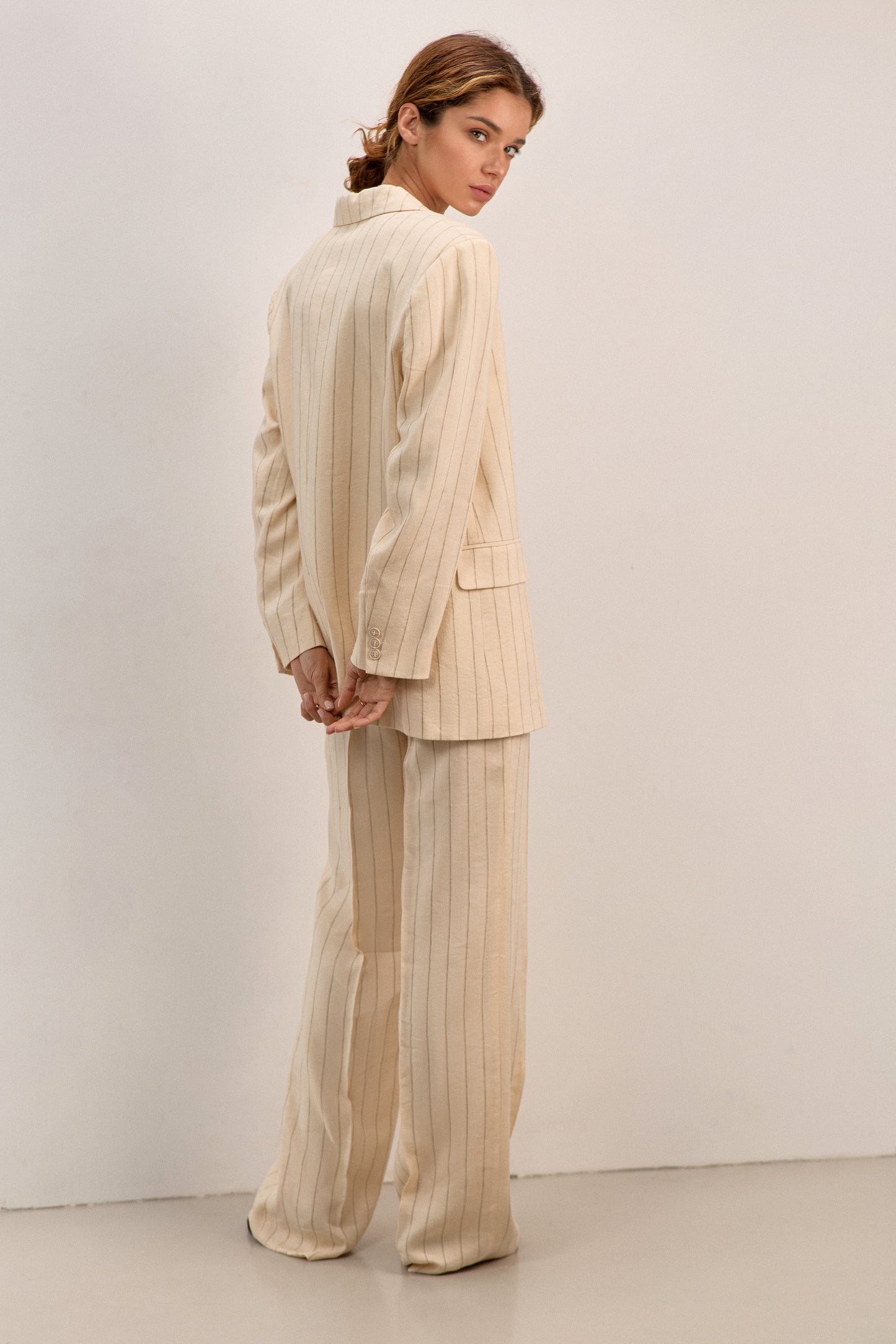 Milk Linen Jacket with stripes