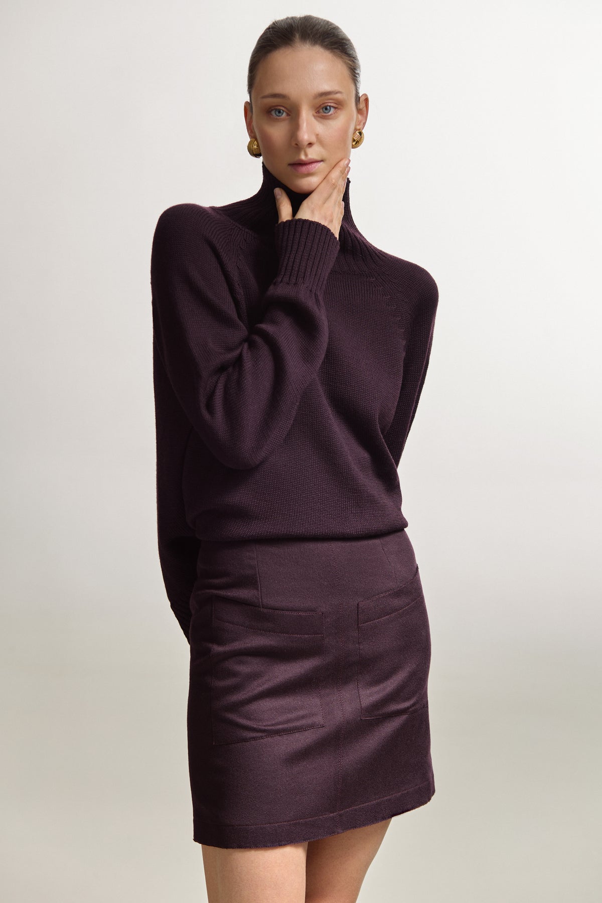 Plum High-Neck Sweater