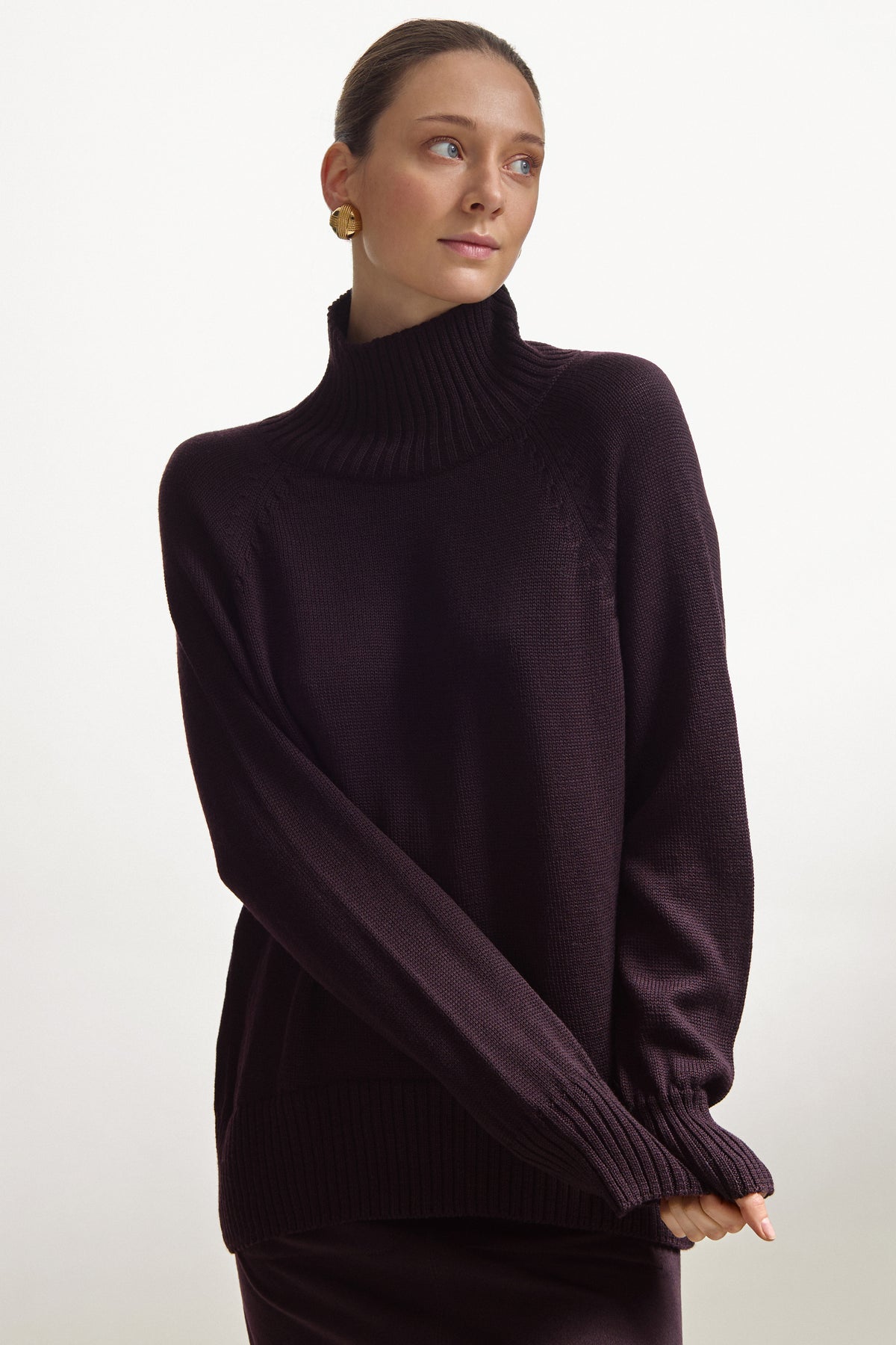 Plum High-Neck Sweater