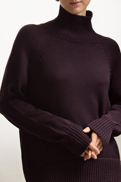 Plum High-Neck Sweater