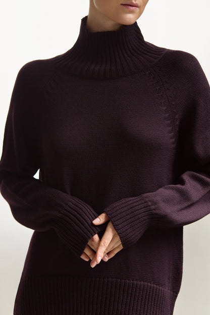 Plum High-Neck Sweater