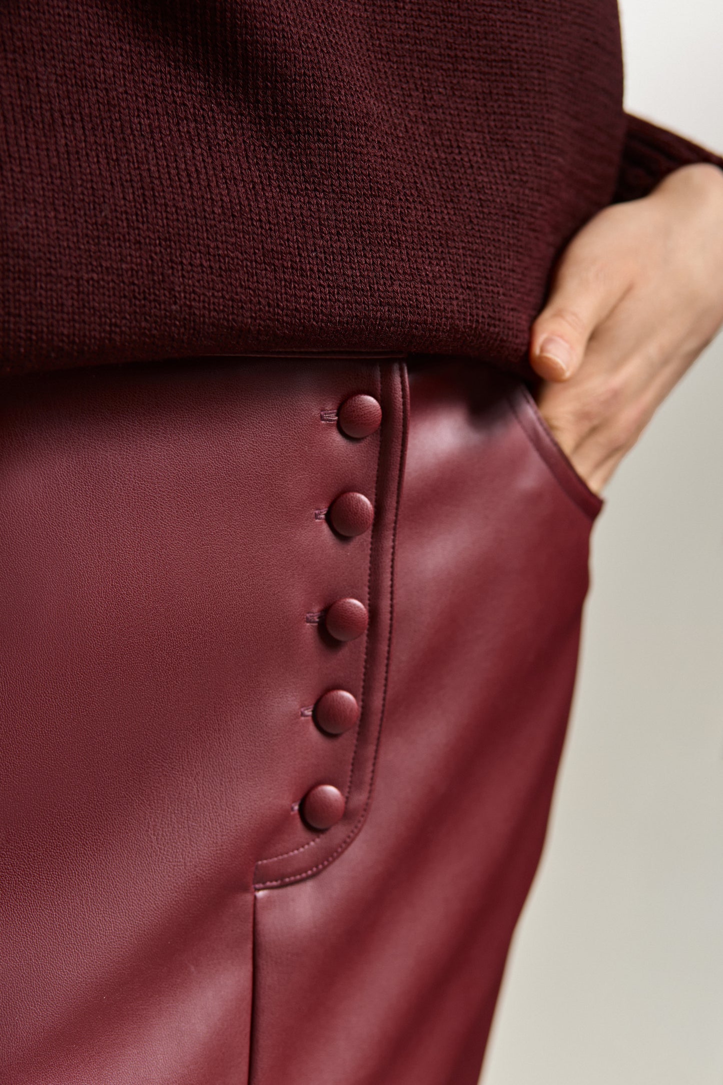 Maroon Eco-Leather Skirt