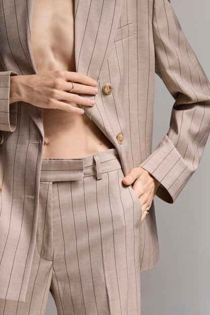Hazelnut Pinstripe Trousers