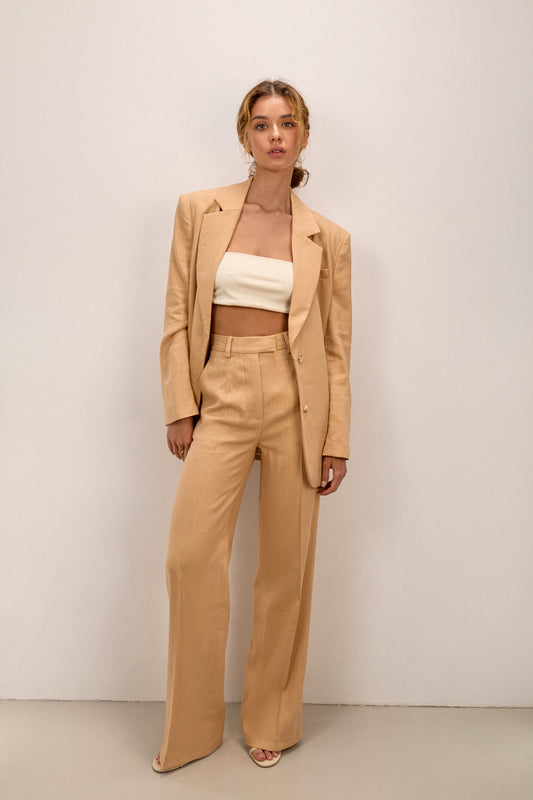 Beige Linen Pants