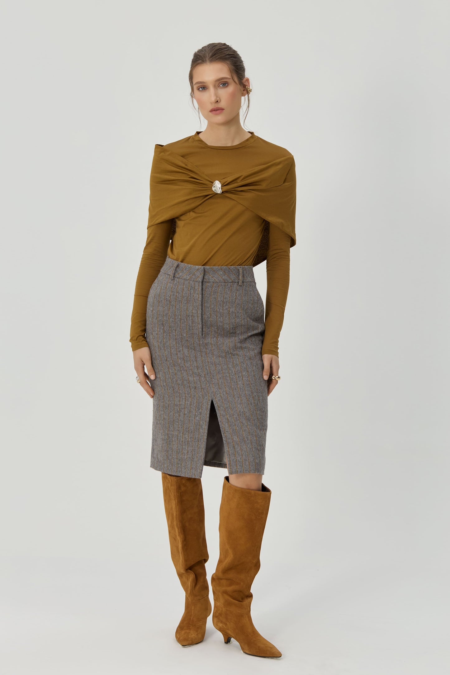 Gray Emma striped skirt