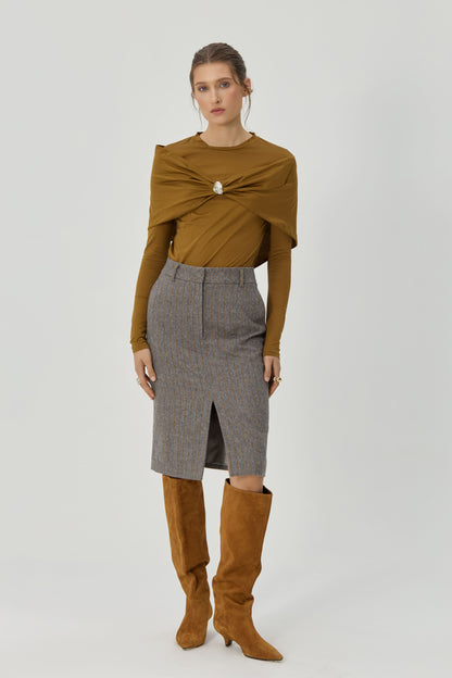 Gray Emma striped skirt