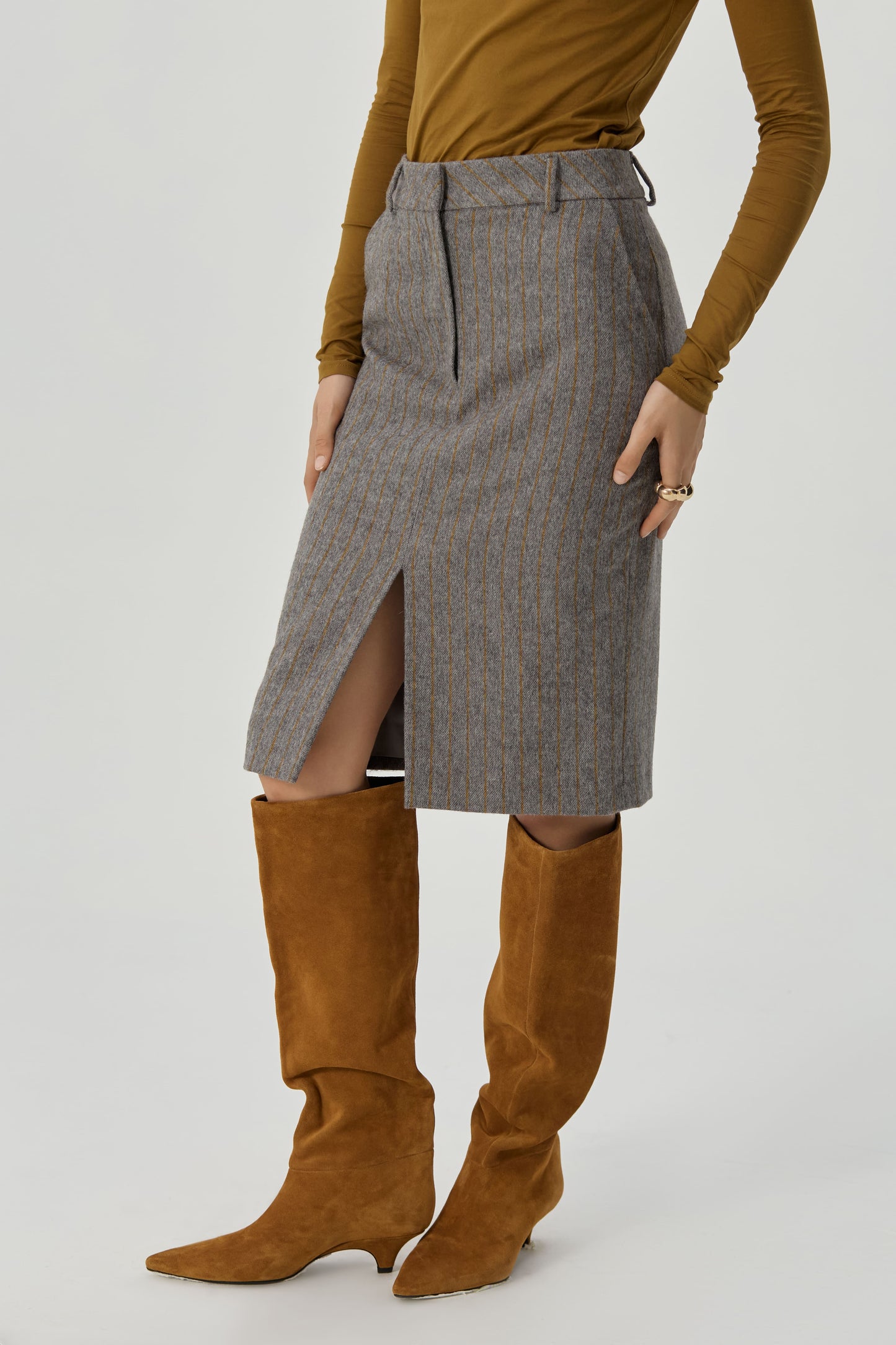 Gray Emma striped skirt