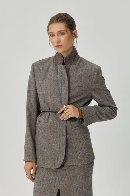 Gray Emma striped jacket