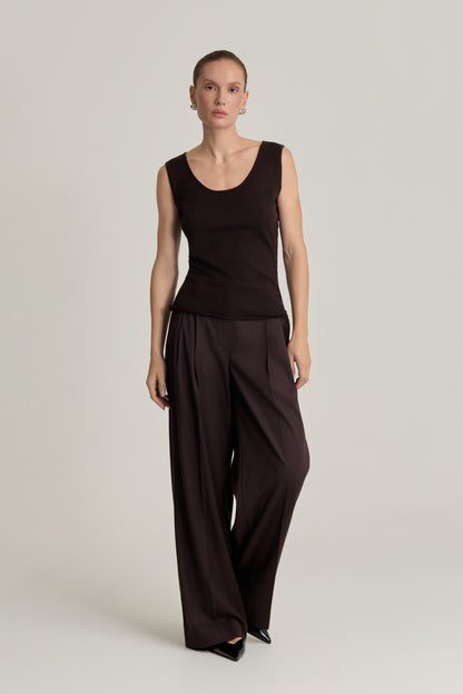 Klara Trousers Chocolate with Pleats