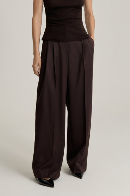 Klara Trousers Chocolate with Pleats