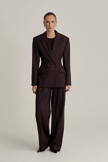 Klara Trousers Chocolate with Pleats