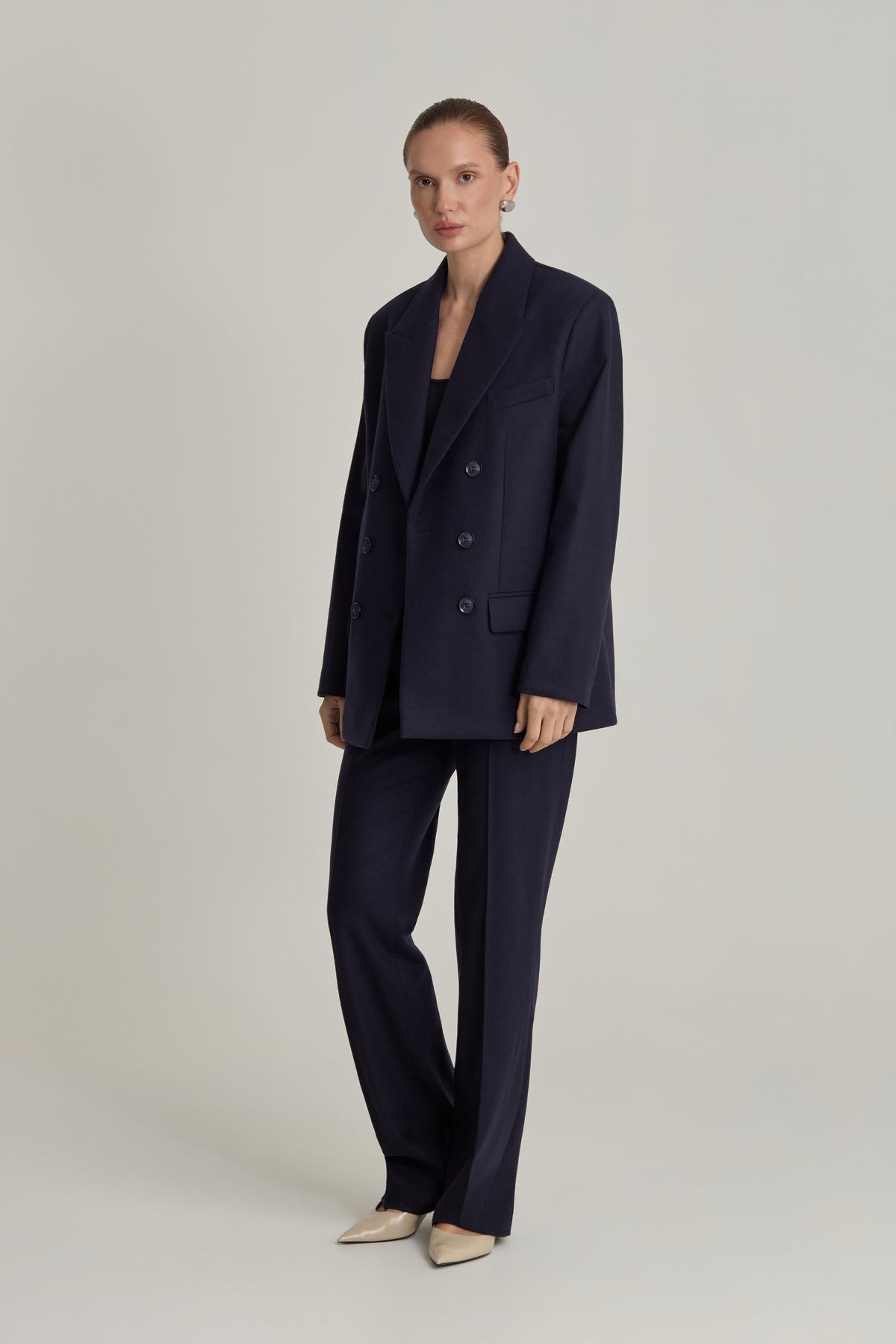 ORYSIA Double-Breasted Jacket in Navy