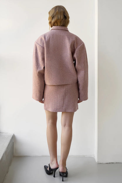 Cropped Bomber Jacket, Dusty Rose
