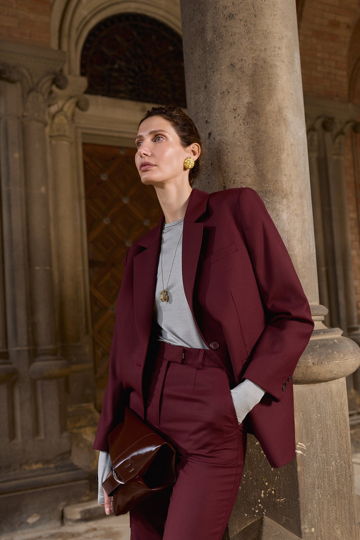 Maroon Wool Jacket Emili