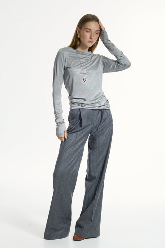 Grey Double Striped Pants