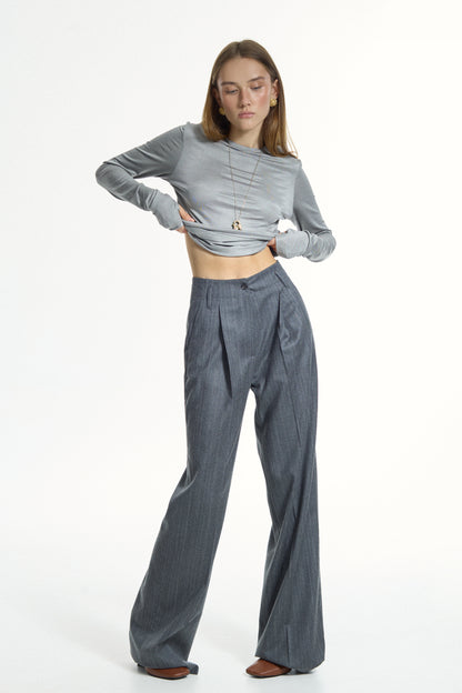 Grey Double Striped Pants