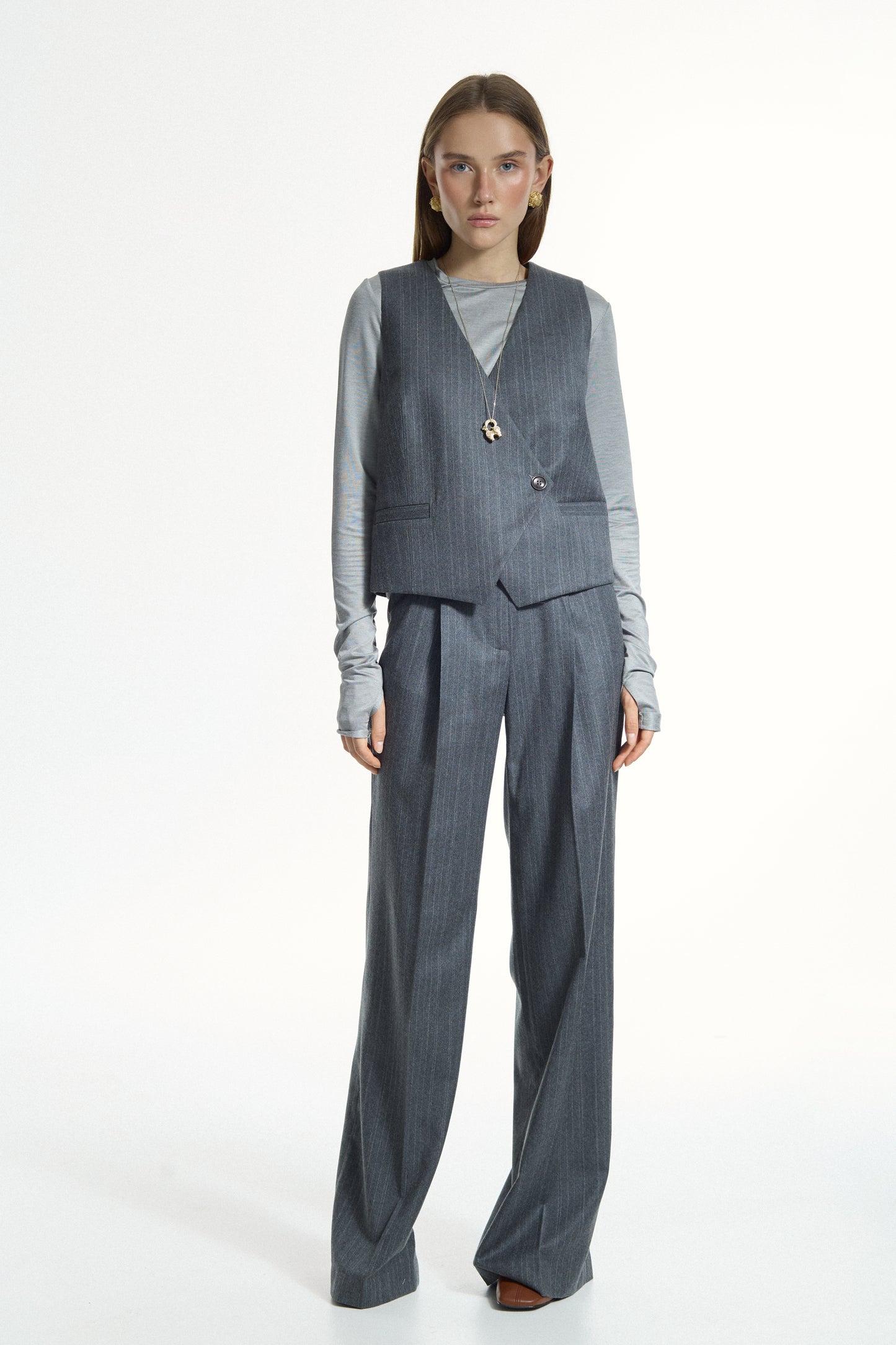Grey Double Striped Pants