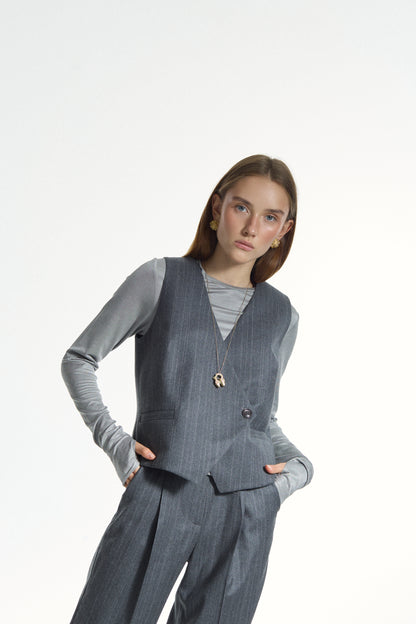 Grey Double Striped Vest